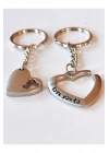 Çiftlere Özel İçiçe Kalp Şeklinde Metal İkiz Anahtarlık