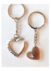Çiftlere Özel İçiçe Kalp Şeklinde Metal İkiz Anahtarlık