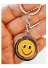 Sarı Gülen Surat Emojili Dönebilen Metal Anahtarlık