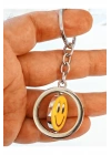 Sarı Gülen Surat Emojili Dönebilen Metal Anahtarlık