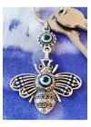 Nazar Boncuklu İşlemeli Metal Arı Anahtarlık