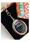 Altın Sarısı Oval Metal Fotoğraf Çerçeveli Anahtarlık