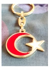 Sarı Metal Kırmızı Ay Beyaz Yıldız Figürlü Anahtarlık