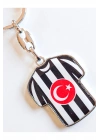 Siyah Beyaz Takım Formalı Metal Anahtarlık