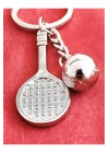 Gümüş Rengi Tenis Raketi ve Tenis Topu Şeklinde Metal Anahtarlık