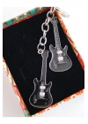 Siyah İki Gitarlı Metal Anahtarlık