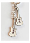 Beyaz İki Gitarlı Metal Anahtarlık