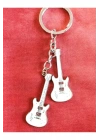 Beyaz İki Gitarlı Metal Anahtarlık