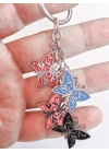 Renkli Kelebeklerden Oluşan Metal Anahtarlık