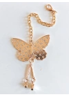 Altın Rengi Kelebek Figürlü Metal Çanta Süsü