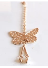 Altın Rengi Kelebek Figürlü Metal Çanta Süsü
