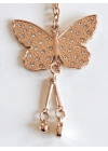 Altın Rengi Kelebek Figürlü Metal Çanta Süsü