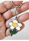 Beyaz ve Yeşil Papatya Metal Anahtarlık