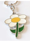 Beyaz ve Yeşil Papatya Metal Anahtarlık