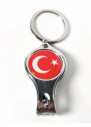 Türk Bayrağı Desenli Tırnak Makaslı Metal Anahtarlık