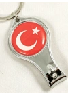 Türk Bayrağı Desenli Tırnak Makaslı Metal Anahtarlık