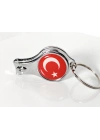 Türk Bayrağı Desenli Tırnak Makaslı Metal Anahtarlık