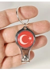 Türk Bayrağı Desenli Tırnak Makaslı Metal Anahtarlık