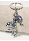 Mavi Taşlı Yunus Balıklı Metal Anahtarlık