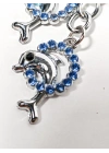 Mavi Taşlı Yunus Balıklı Metal Anahtarlık
