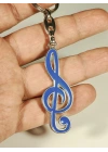 Lacivert Sol Nota Anahtarı Metal Anahtarlık