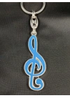 Lacivert Sol Nota Anahtarı Metal Anahtarlık