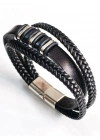 Siyah Deri Erkek Bileklik - Sevgililer Günü Hediyesi