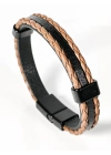 Kahverengi Örme Erkek Deri Bileklik
