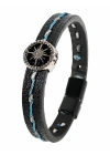 Pusula Figürlü Erkek Siyah Deri Bileklik - 20 Cm