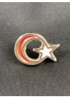 Kırmızı Ay beyaz Yıldızlı Metal Rozet