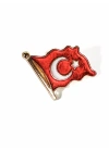 Dalgalanan Kırmızı Türk Bayrağı Metal Rozet