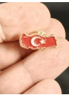 Kırmızı Türkiye Haritalı Ay Yıldızlı Metal Rozet