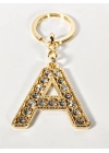 Taşlı A Harfi Gold Metal Anahtarlık – Kişisel Stil, Zarif Işıltı
