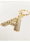 Taşlı A Harfi Gold Metal Anahtarlık – Kişisel Stil, Zarif Işıltı