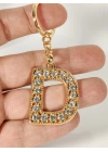 Taşlı D Harfi Gold Metal Anahtarlık – Kişisel Anlam, Zarif Işıltı ve Şık Tasarım