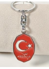 Kırmızı Ay Yıldız,  “Türkiye” Yazılı Sekizgen Metal Anahtarlık