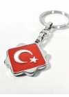 Kırmızı Ay Yıldız Motifli Metal Anahtarlık – Klasik ve Zarif Milli Sembol