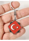 Kırmızı Ay Yıldız Motifli Metal Anahtarlık – Klasik ve Zarif Milli Sembol