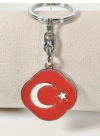 Türk Bayrağı Figürlü Kırmızı Metal Anahtarlık – Sade Şıklık ve Güçlü Anlamın Buluşması