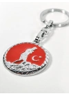 Atatürk Silüetli Ay Yıldız Figürlü Kırmızı Yuvarlak Metal Anahtarlık – Anlamlı ve Güçlü Bir Sembol