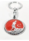 Atatürk Silüetli Ay Yıldız Figürlü Kırmızı Yuvarlak Metal Anahtarlık – Anlamlı ve Güçlü Bir Sembol