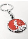 Atatürk Silüetli Ay Yıldız Figürlü Kırmızı Yuvarlak Metal Anahtarlık – Anlamlı ve Güçlü Bir Sembol