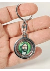 Hz. Ali Figürlü Yuvarlak Metal Anahtarlık – Manevi Anlam ve Zarif Detayların Birleşimi