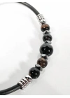 Siyah Akik Taşlı Yaylı Bileklik – Güç, Denge ve Stres Azaltıcı Enerji