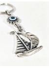 Yelkenli & Nazar Boncuğu Figürlü Anahtarlık – Koruma, Özgürlük ve Yolculuk Sembolü