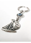 Yelkenli & Nazar Boncuğu Figürlü Anahtarlık – Koruma, Özgürlük ve Yolculuk Sembolü