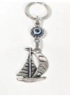 Yelkenli & Nazar Boncuğu Figürlü Anahtarlık – Koruma, Özgürlük ve Yolculuk Sembolü