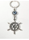 Nazar Boncuklu Dümen (Gemi Çarkı) Figürlü Anahtarlık – Yön, Koruma ve Yolculuk Enerjisi