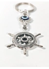 Nazar Boncuklu Dümen (Gemi Çarkı) Figürlü Anahtarlık – Yön, Koruma ve Yolculuk Enerjisi