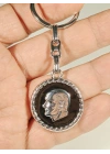 Atatürk Portreli Siyah Metal Anahtarlık